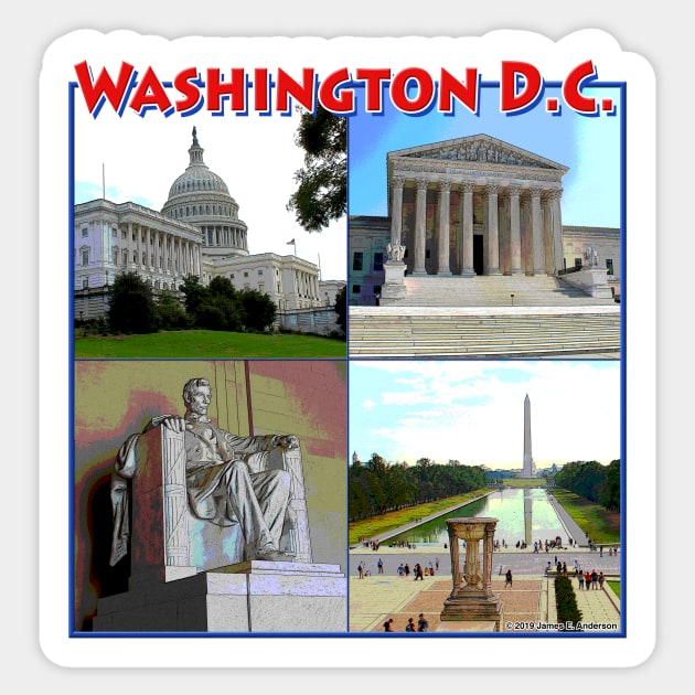 Washington DC Collage Sticker by JEAndersonArt
